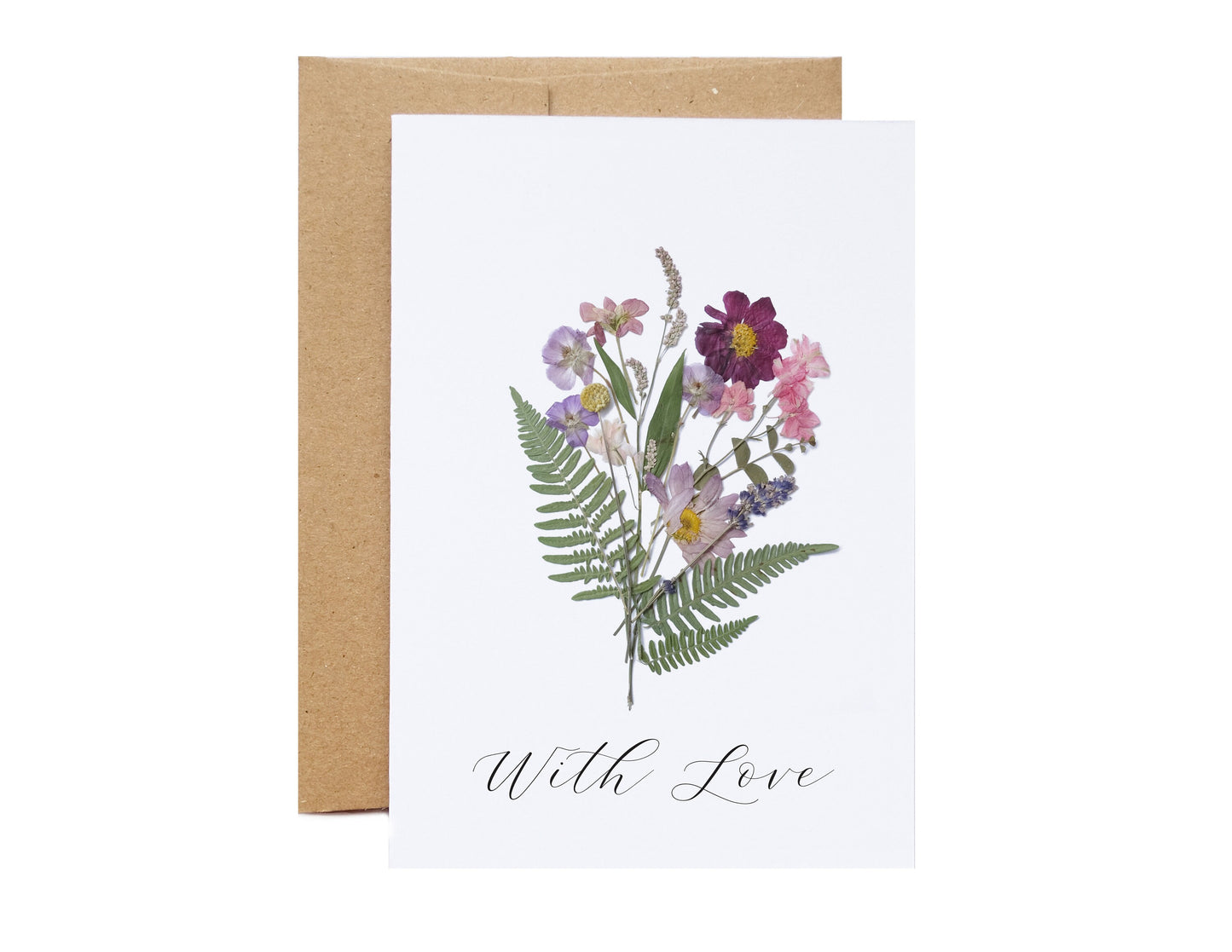 With Love, Pressed Floral Bouquet Card
