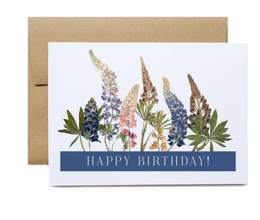 Happy Birthday Wild Lupins, Large Card