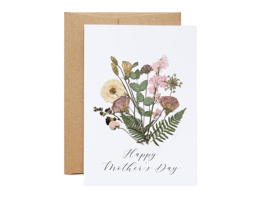 vintage antique style mothers day card with bouquet of flowers