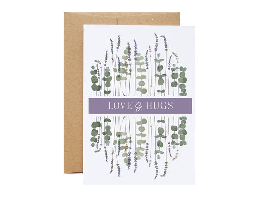 Love and Hugs Lavender & Eucalyptus Card