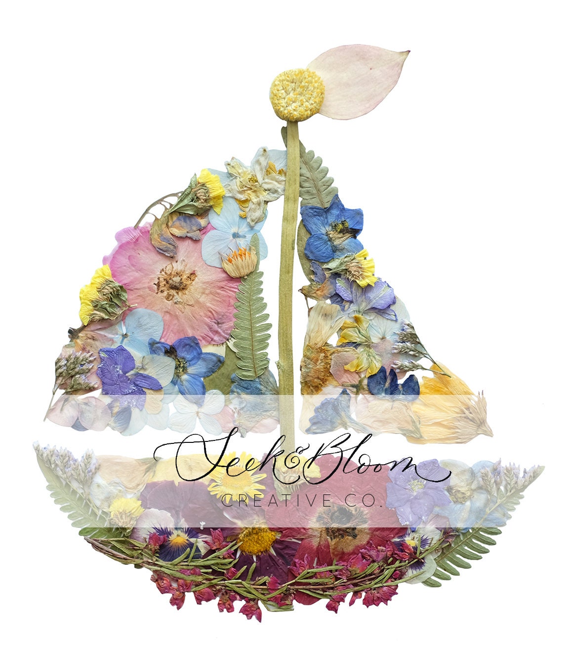 Sailboat Nautical Pressed flower, Everyday Card