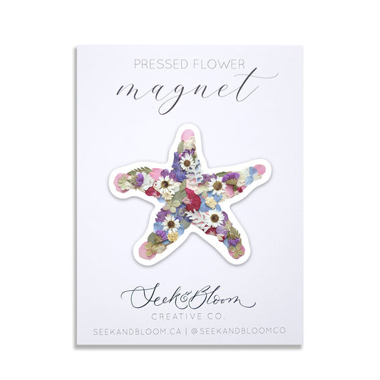 pressed flower starfish artwork magnet